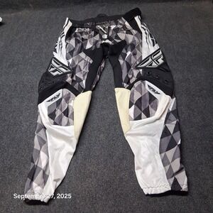 Fly Racing Kinetic MotoCross Protective Pants Size 36 Gray And White